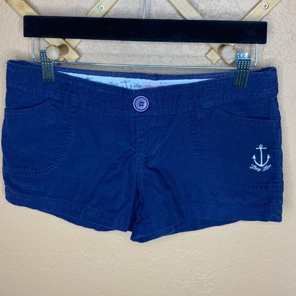 Lucy Love Blue Micro Corduroy Shorts Size Small